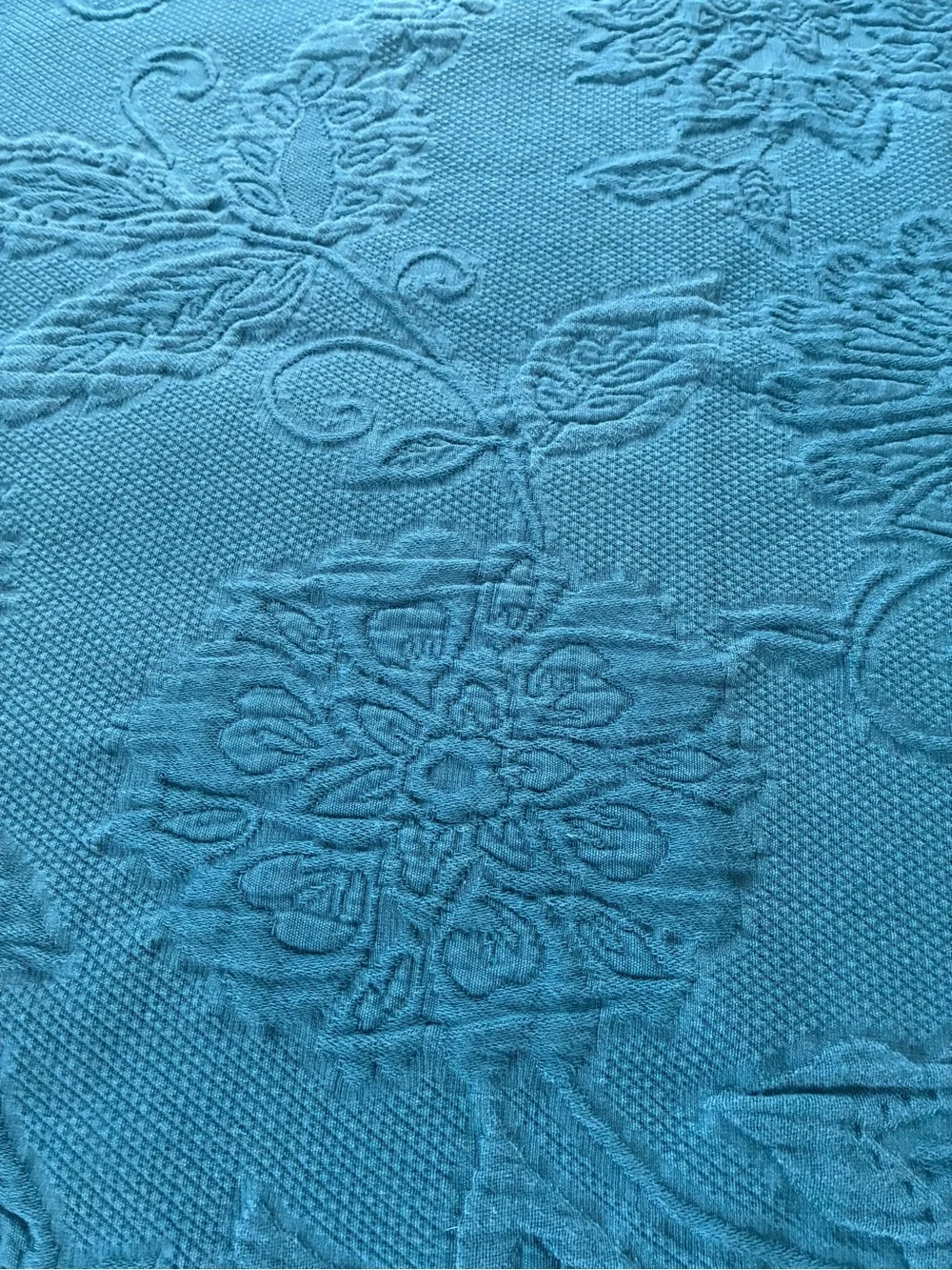 The Company Store Putnam Queen Matelasse Coverlet Blanket Teal Cotton